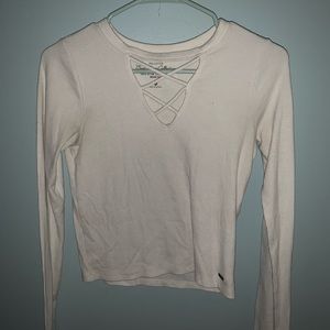 Criss cross white long sleeve